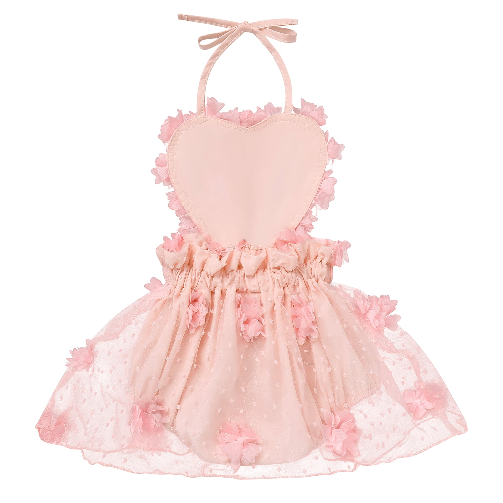 IBTOM CASTLE Baby Girl 1st Birthday Outfit Lace Tulle Romper Princess Tutu Dress Headband Shiny ONE Cake Smash Photo Shoot Clothes 12-18 Months Peach Pink Flower