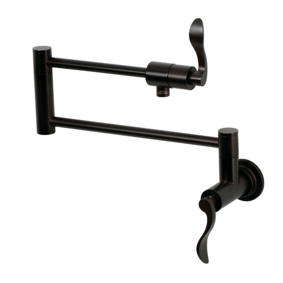 Kingston Brass KS4105DFL NuWave Two-Handle 1-Hole Wall Mount Pot Filler Faucet in Oil Rubbed Bronze