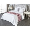 thumbnail image 3 of Art Deco Bed Runner, Lady's Hand Fan Inspired Motif Abstract Style of Vintage Pattern Artwork, Decorative Accent Bedding Scarf for Hotels Homes & Guest Rooms, Queen, Maroon and White, by Ambesonne, 3 of 3