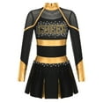 thumbnail image 3 of Yeahdor Tenues de Fête d'Halloween pour Filles, Robe de Cheerleading à Manches Longues et Chaussettes à Pompons Or&Noir 16, 3 of 5