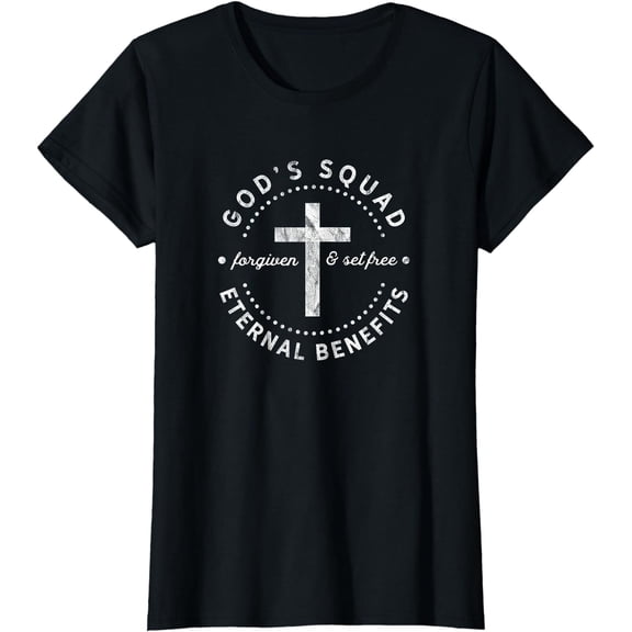 Christian T Shirt God's Squad Forgiven Cross Group Tshirt T-Shirt