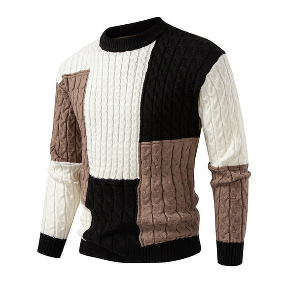 Yhkghxis Men'S Lightweight Color Block Knit Sweater Coat Casual Pullover for Modern Everyday Cool Weather Wear