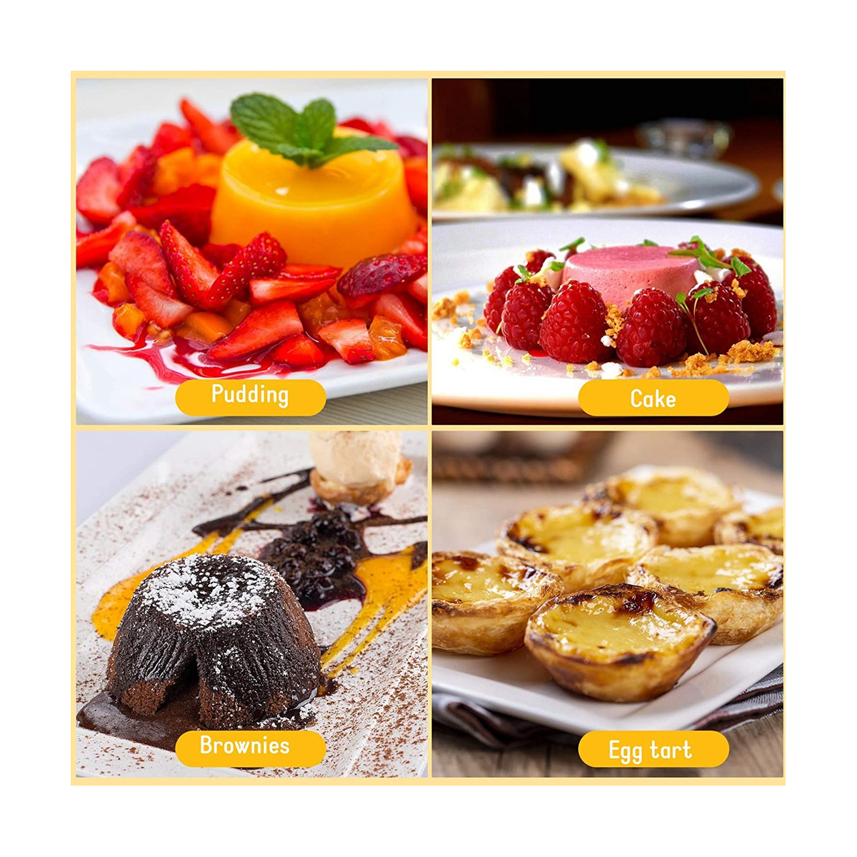 Hoshen 5-Pack 3.3 Inch Round Mini Pudding Cups - Nonstick Carbon Steel Tart/Muffin Molds, Silver