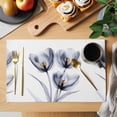 thumbnail image 2 of Light Grey Tulip Placemats Set of 8 Rustic Elegant Floral Botanical Place Mats Indoor Wipeable Table Mats Washable Cloth Dining Table Placemats for Kitchen Holiday Party Home Decor 13x19 Inch, 2 of 9