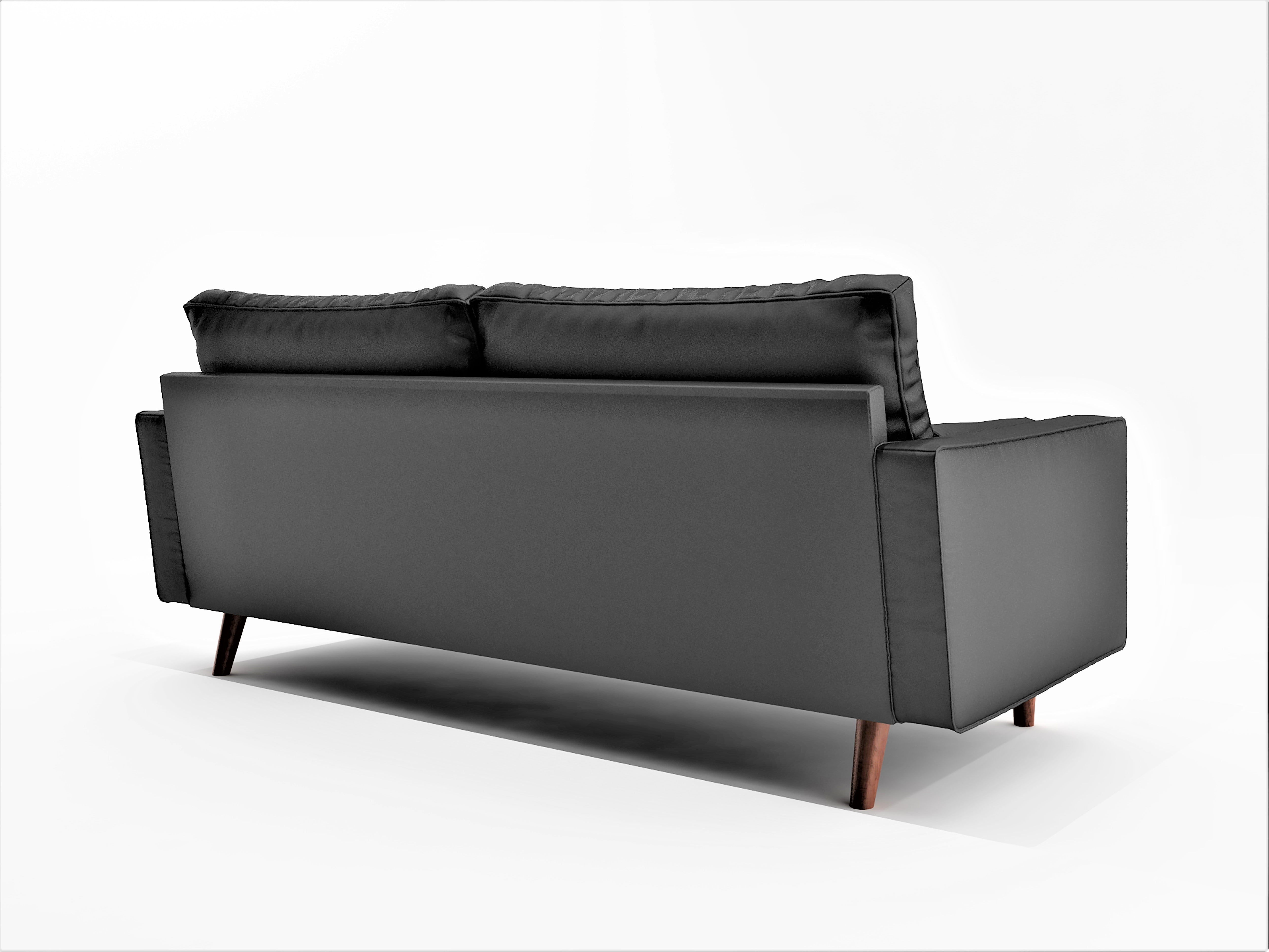 US Pride Furniture Mid-Century Gabler Loveseat in Faux Leather, Black