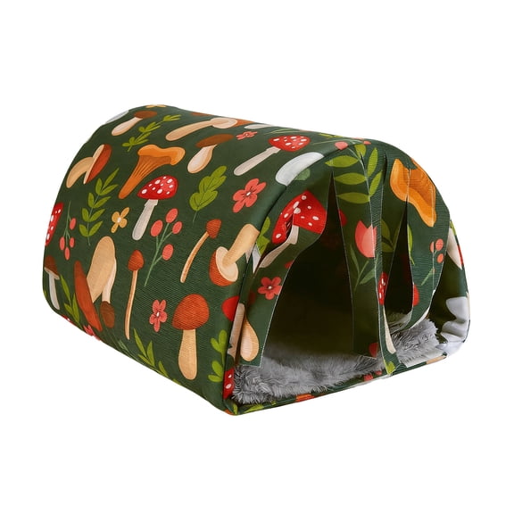 Nilnehc Small Animal Hideout Tunnel,Cozy Soft Fabric Play Tube with Curtains for Guinea Pigs Hamsters Mice,Indoor Resting Bed Cave for Pets,Green 11.8x7.9x7.1in