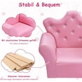 thumbnail image 6 of Kids Sofa with Ottoman, Crown-Like Kids Couch w/Comfy Armrests, Sturdy Wood Structure, PVC Leather Surface & Crystal Decoration, Toddler Chair with Footstool, Ideal for Princess 3-5 (Pink), 6 of 18