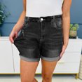thumbnail image 2 of Kopltyrfg Denim Shorts Stretchy for Women High Waisted Roll Up Hem Jean Shorts Black L, 2 of 8