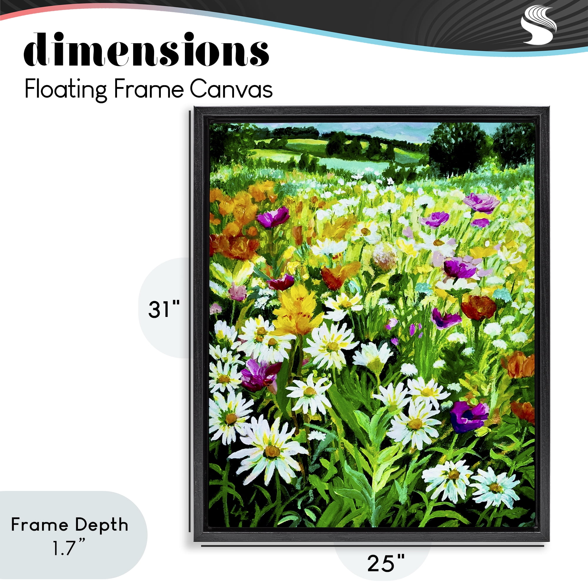 Stupell Industries Hillside Fusion Meadow Black Framed Floater Canvas Wall Art, design by Lee Ann Zirbes
