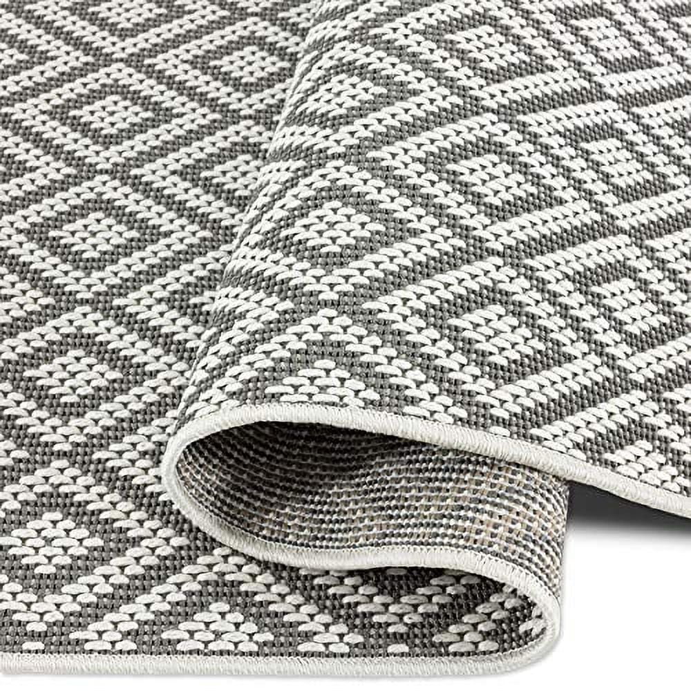 Home Dynamix Tripoli Lydia Modern Diamond Indoor/Outdoor Area Rug, Grey/Cream, 7'10"x10'2"
