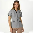 thumbnail image 2 of Domzest Women's Scrubs Tops Clearance Cute Basic Color Short Sleeve Womens Scrubs Dressy V-Neck Working Uniform Plus Size Workwear with Pocket Gray XL, 2 of 4