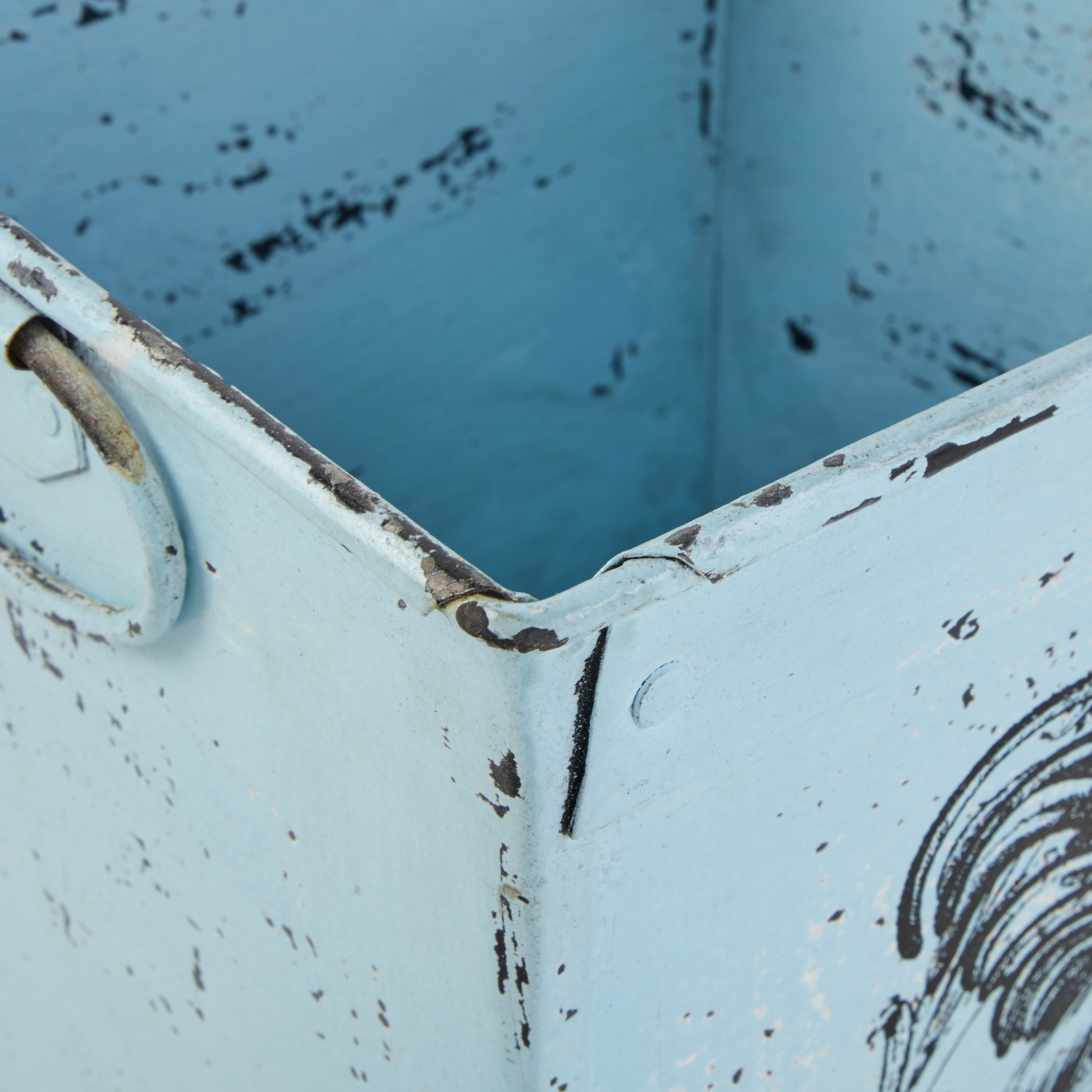 DecMode 23" x 11" Light Blue Metal Vintage Planter, 1 - Piece