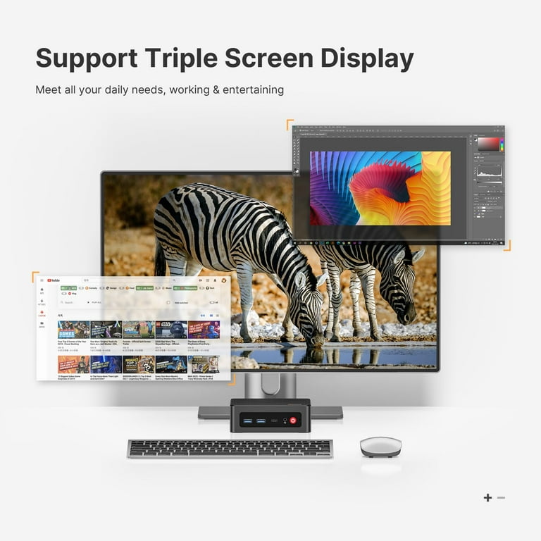 BOSGAME E4 Mini PC with AMD Ryzen 5 3550H-Upgraded N150 Desktop
