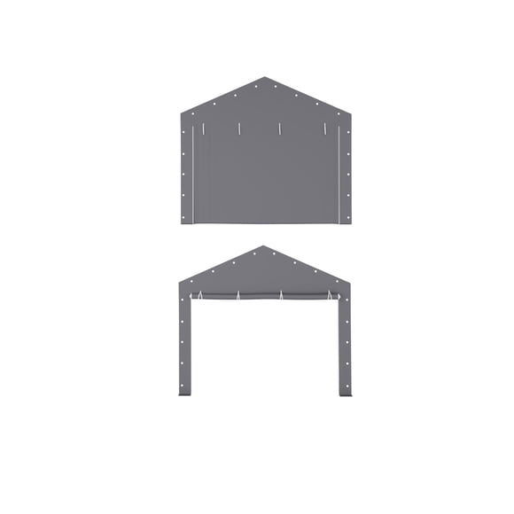 Heavy Duty 10x20FT Portable Carport Zipper Door Replacement - 11FT High Shelter Cover, Triple-Layer PE Tarp for Outdoor Vehicle Storage (No Frame) - Grey, 160G