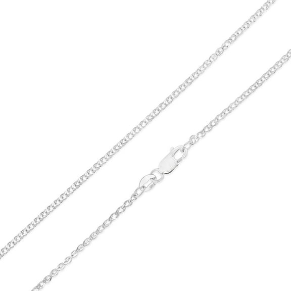 Ioka - 14K White Solid Gold 1.7mm Flat Open Wheat Chain Necklace with Lobster Clasp