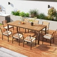 thumbnail image 3 of Patiojoy 79" Rectangular Acacia Wood Dining Table 8-Person Patio Dining Table with Umbrella Hole, 3 of 10