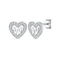 thumbnail image 1 of Pendientes de corazón de plata esterlina Silvora con Letra W Pequeños de amor CZ Joyería hipoalergénica, 1 of 8