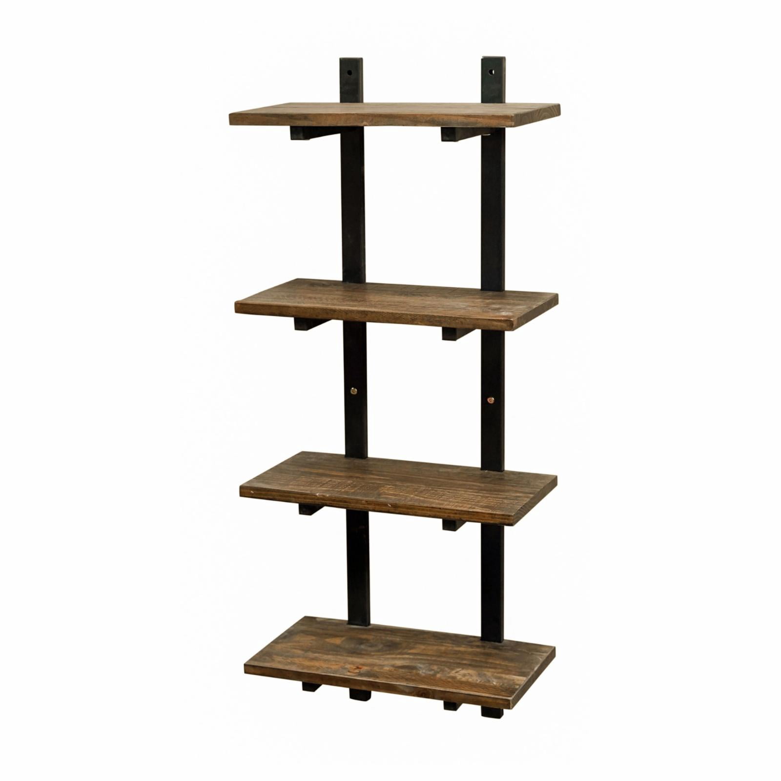 Alaterre Pomona 36"H Metal and Solid Wood Wall Shelf