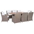 thumbnail image 1 of vidaXL 9 Piece Outdoor Dining Set with Cushions Poly Rattan Brown, 1 of 5