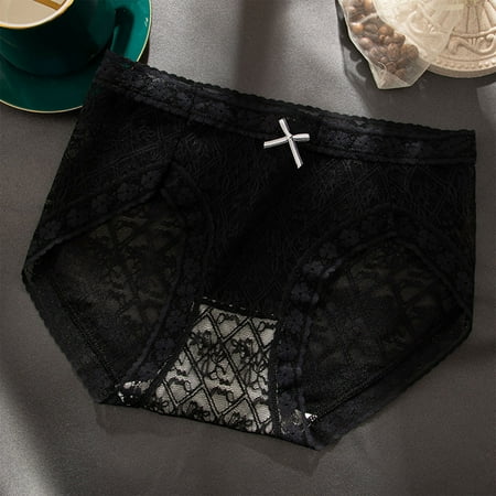 

Cathalem Teal Panties Women Sexy Solid Color Lace Triangle Seamless Mid Waist Breathable Panties Large Panties for Women Pack Underpants Black Large