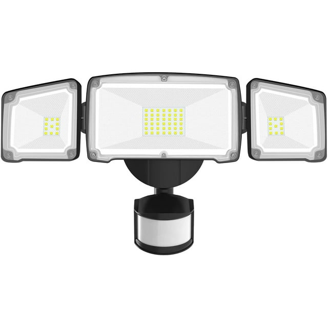 LED Security Lights 4000LM Super Bright Motion Sensor Light Outdoor, 42W 6000K, IP65 Waterproof, 3 Adjustable Heads Motion Activated Flood Light for Entryways, Stairs, Yard and Garage