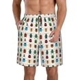 thumbnail image 2 of Uemuo Cartoon Insects Pattern Men's Swim Trunks Hawaiian Beach Bathing Suit Swimsuits Beach Quick-Dry Shorts with Pockets-Small, 2 of 9