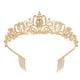thumbnail image 2 of Corona niñas, corona de princesa de cristal, diadema de boda, tiara de novia, tiara de diadema, con incrustaciones de flores de cristal tiara de boda de cristal (oro), 2 of 5