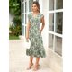 thumbnail image 4 of Vestido BerryGo Floral Maxi de manga larga viscosa verde XL para mujer, 4 of 5