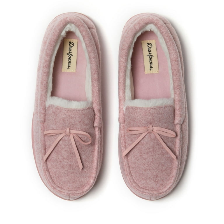 Dearfoams Women's Hayes Soft Knit Moccasin House Shoe Slipper