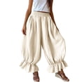 thumbnail image 2 of Women's Boho Harem Pants Casual Smocked High Waist Baggy Trousers with Ruffled Hem Loose Yoga Hippie Flowy Pants for Summer Vacation Lounge and Flattering Everyday Wear, 2 of 6