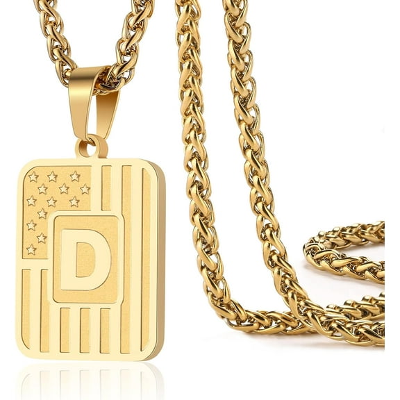 Initial A-Z Necklace for Men  Stainless Steel Letter Pendent Chain 20 2 Inches，Christmas Gifts