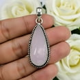 thumbnail image 4 of SATYAVIE JEWELLERY Handcrafted 925 Sterling Silver Rose Quartz Pendant – Natural Pear Shape Pink Gemstone Vintage Oxidized Jewellery, 4 of 5
