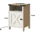 thumbnail image 3 of Vabches Farmhouse Nightstands Set of 2, Small End Bedside Tables with Charging Station & Barn Door Open Compartment, 3 of 7