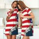 thumbnail image 4 of Balery American Astronaut Runs Forward Camisón de manga corta con cuello redondo para mujer, cómodo y elegante., 4 of 6