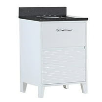 24 Inch Single Sink Vanity Set - Modern Bathroom Vanity with Drawer Storage & Black Top