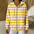 thumbnail image 5 of ZUKMRJPC Womens Zip Up Hoodies Long Sleeve Fall Fashion Striped Knitted Cotton Jackets Oversized Hooded Sweatshirts with Pockets, 5 of 7
