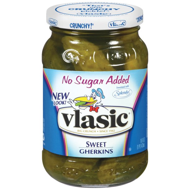 Vlasic No Sugar Added Sweet Gherkins Pickles 16 Oz Jar