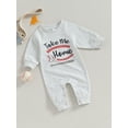 thumbnail image 3 of Wassery Baby Jumpsuit for Girls Boys Infant Long Sleeve Crew Neck Baseball Letter Print Romper Newborn Fall Clothes 3M 6M 12M 18M, 3 of 8