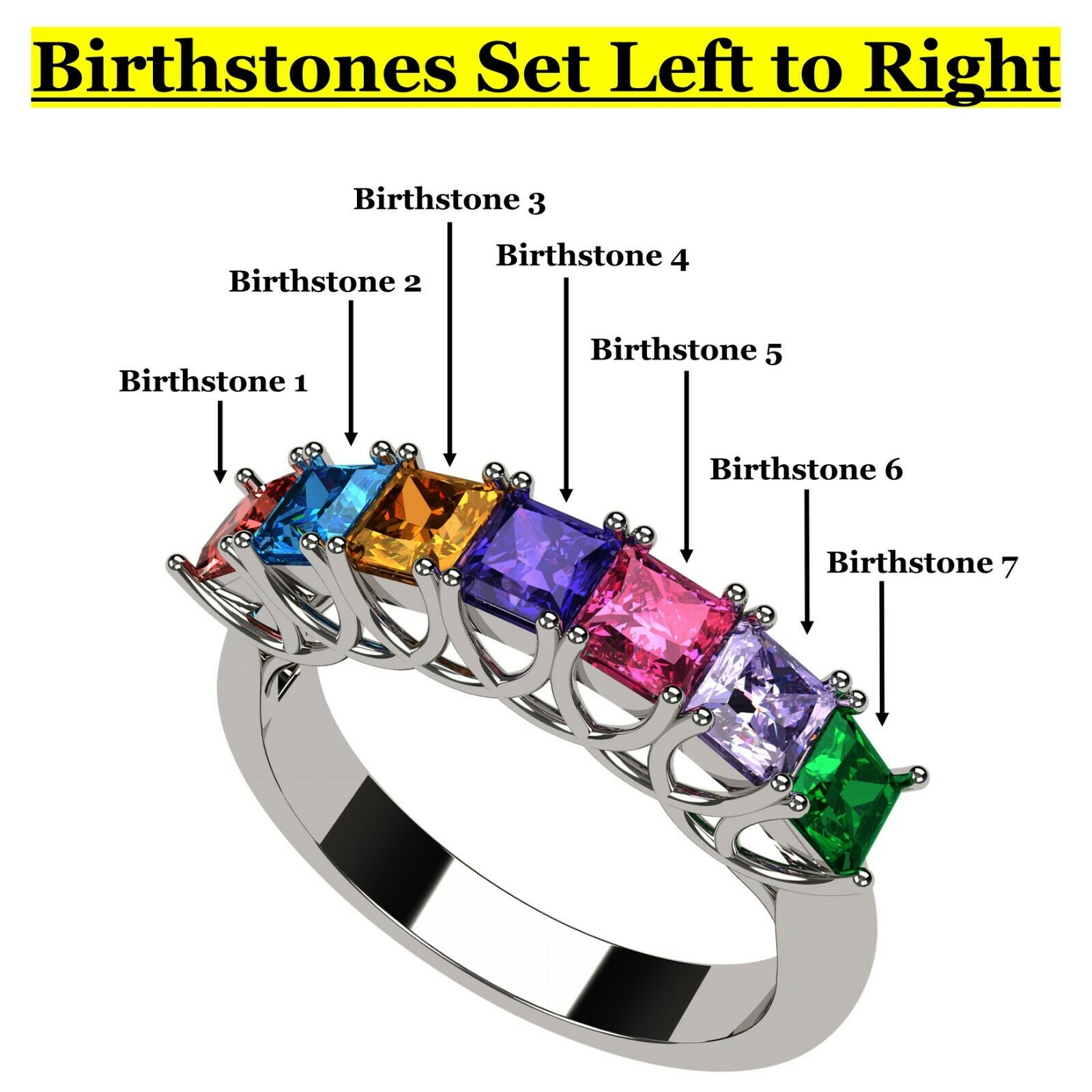 Birthstone Ring- Sterling Silver-Size 
