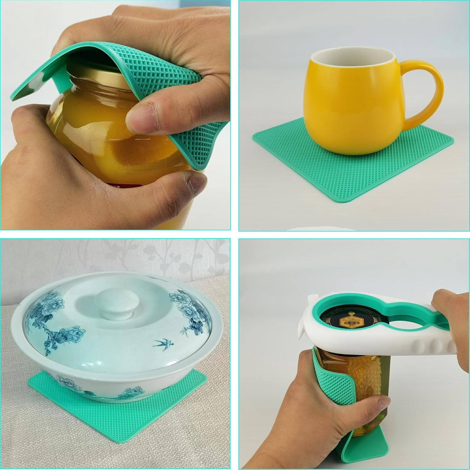 3 Pcs Multi-Function Jar Opener Set, 5 in 1 Can Bottle Opener for Weak Hands Elderly Arthritis, Kitchen Tool with Non-Slip Rubber Jar Gripper Pad