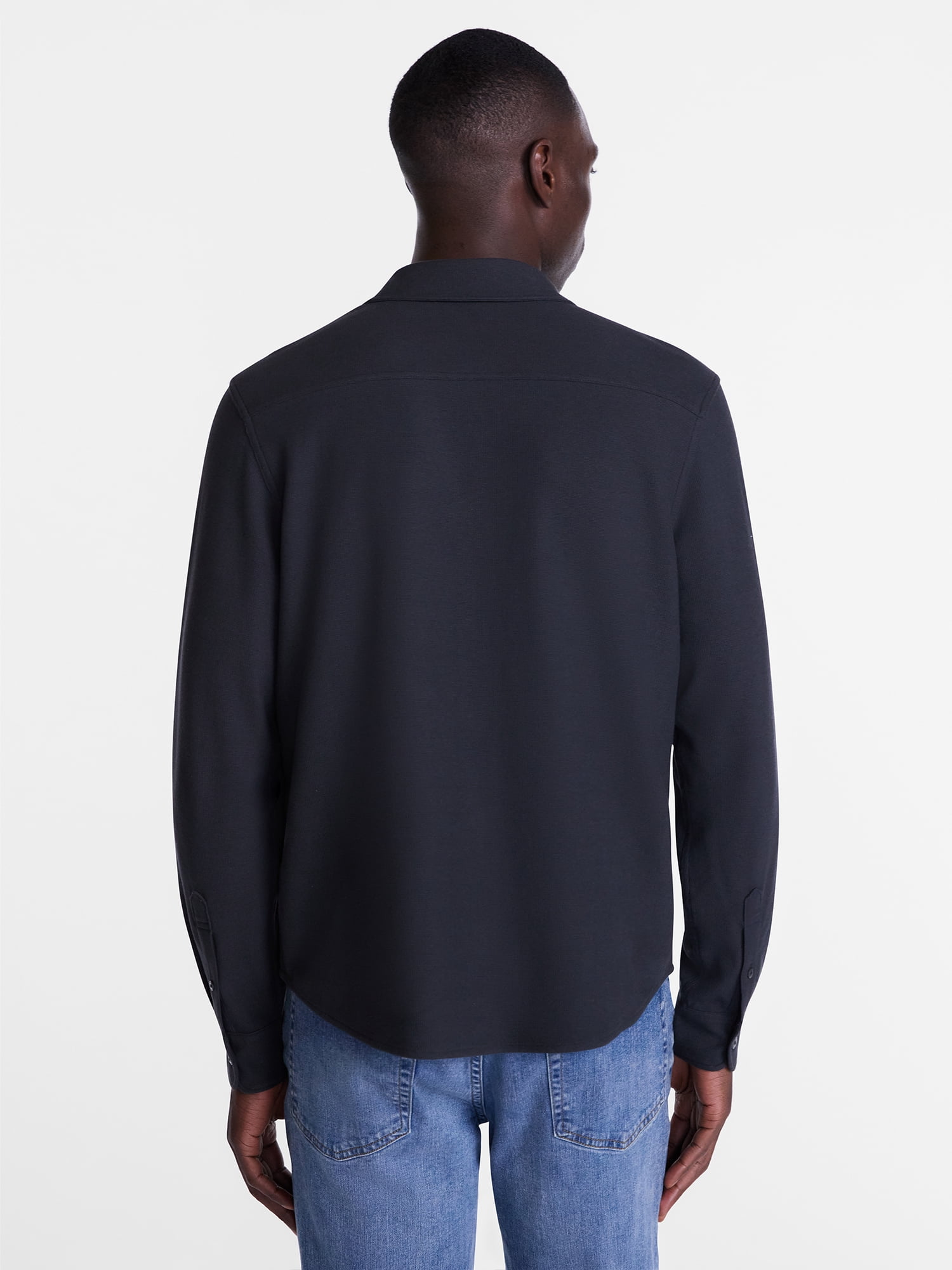 George Men's Waffle Knit Shirt with Long Sleeves, Sizes S-5XB