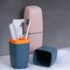 thumbnail image 5 of 2 vasos de viaje para cepillos de dientes, portavasos de lavado portátil, organizador de cepillos de dientes y pasta de dientes para viajes al aire libre, camping, escuela (azul + rosa) JM, 5 of 5