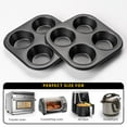 thumbnail image 4 of Air Fryer Muffin Top Pan with 7 Pack Reusable Silicone Baking Cup Liners for Cupcakes, Large 4-Cup Pies Pan, Non-Stick Bakeware for Eggs, Cornbread, Small Cake Layers and Drop Cookies, 4 of 8