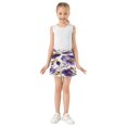 thumbnail image 3 of Girls' Skorts Elastic Waist Skorts with Inner Shorts Athletic Workout Shorts Skirts Purple and Gold Floral Large, 3 of 9