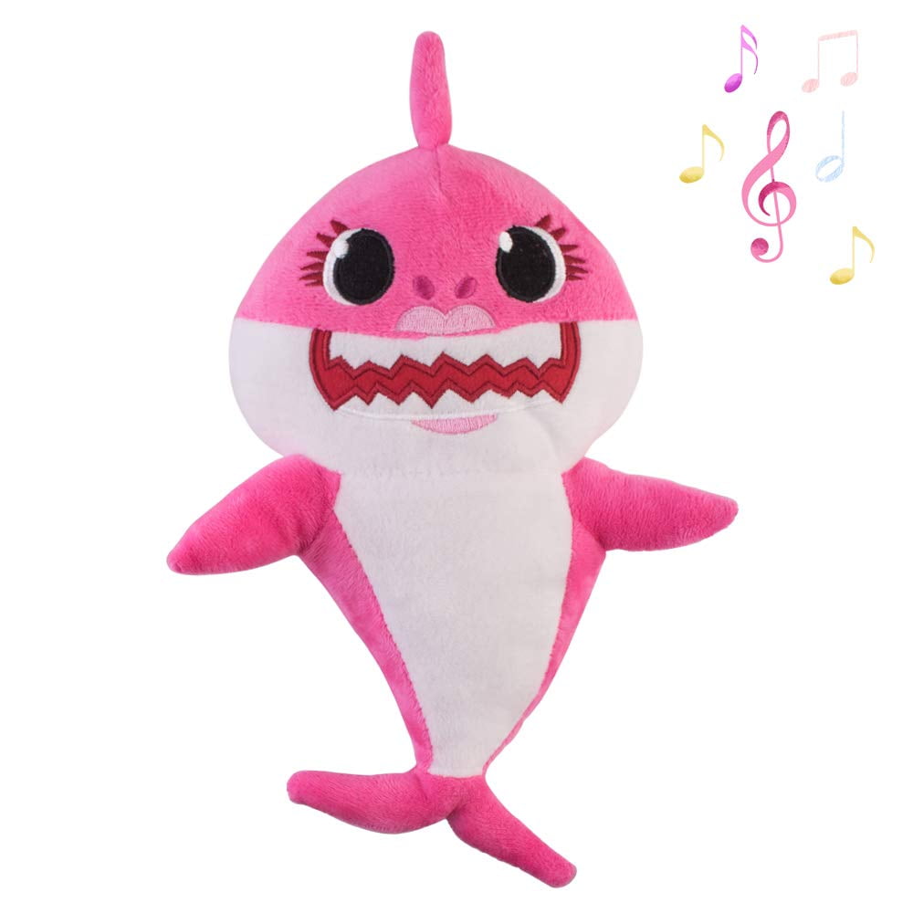 2019 Baby Shark Plush Singing Toy Music Doll English Song and LED Light  Stuffed Toy for Kids Gift/Birthday Gift (Pink) 