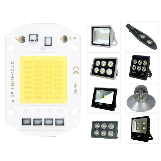 2PCS High Bright AC110V 50W Integrated LED Chip Light, 6x4cm Source COB Chips Light