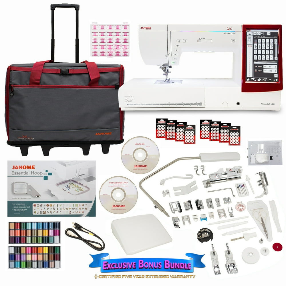 Janome Memory Craft 14000 Sewing and Embroidery Machine with Exclusive Bonus Bundle Walmart