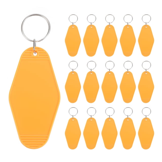 Unique Bargains Vintage Motel Keychain Blank Hotel Keychains Rhombus Retro Key Tag, Yellow, 16 Pack