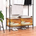 thumbnail image 7 of 2pcs Foldable Iron Frame Storage Basket Open Basket Bins Versatile Organizer for Laundry Bathroom Closet 16.9” x 11.4” x 10” Pumpkins and Leaves, 7 of 7