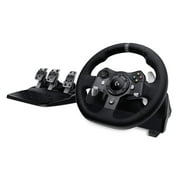 Open Box Logitech G920 Driving Force Racing Wheel and Floor Pedals, Real Force Feedback, Stainless Steel Paddle Shifters, Leather Steering Wheel Cover for Xbox Series X|S, Xbox One, PC, Mac - Black
